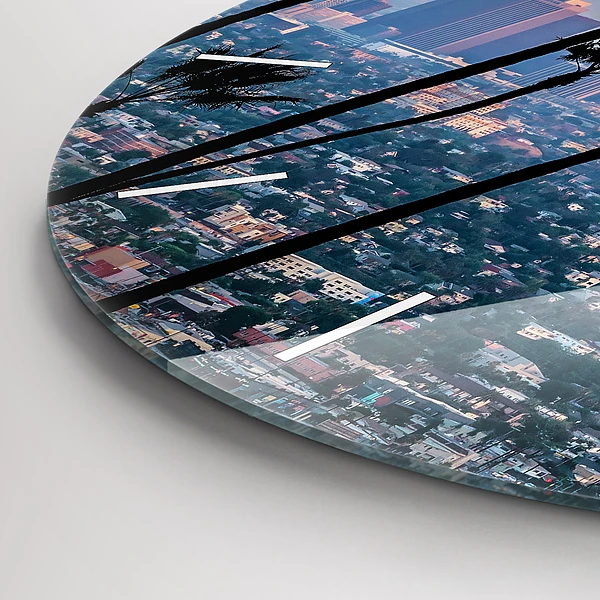 Wanduhr rund Sonnenuntergang in Los Angeles