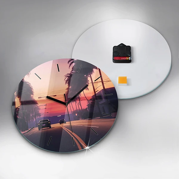 Wanduhr glas rund Sonnenuntergang in LA