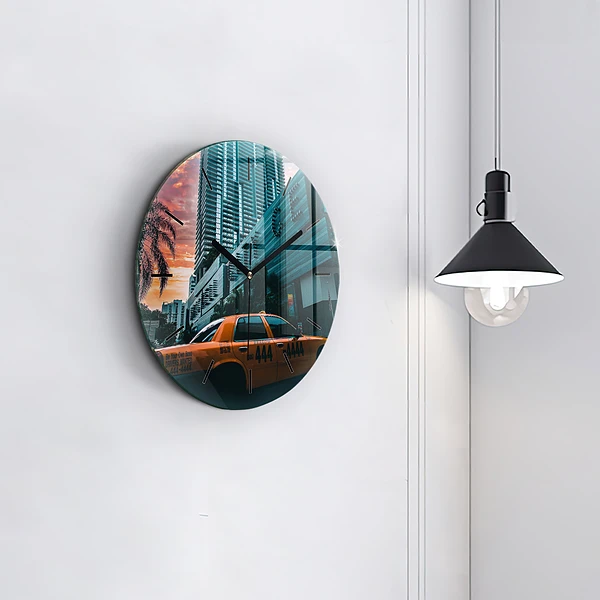Wanduhr rund mit motiv Miami, Florida