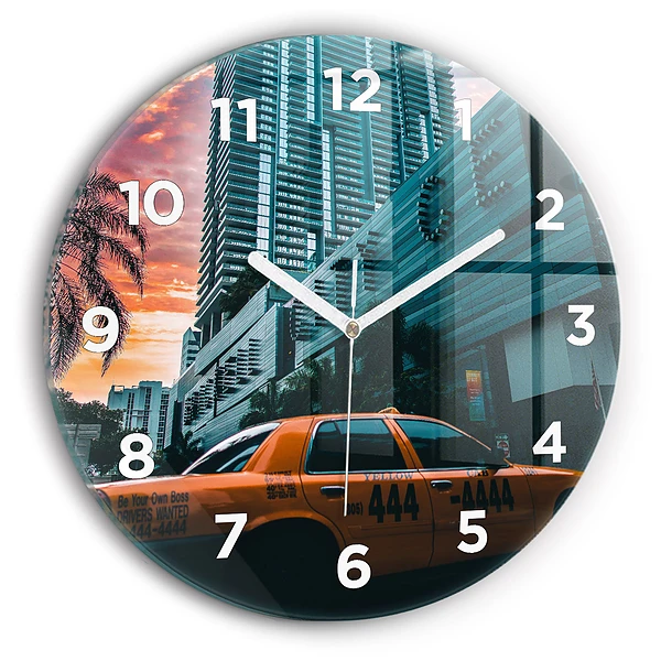 Wanduhr rund mit motiv Miami, Florida