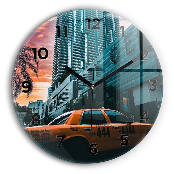 Wanduhr rund mit motiv Miami, Florida