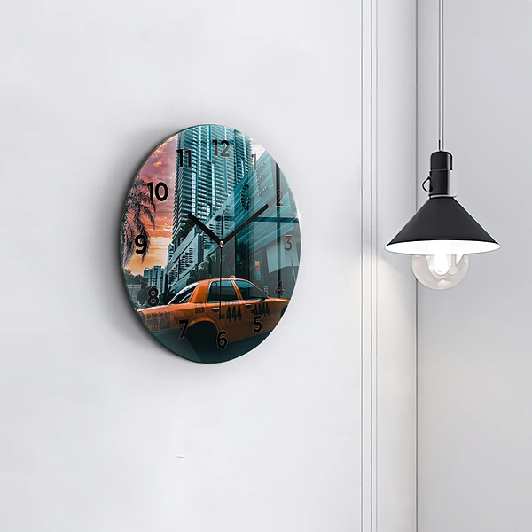 Wanduhr rund mit motiv Miami, Florida