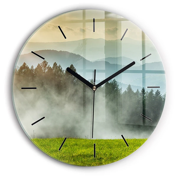 Wanduhr glas rund Berglandschaft