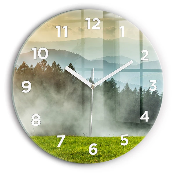 Wanduhr glas rund Berglandschaft