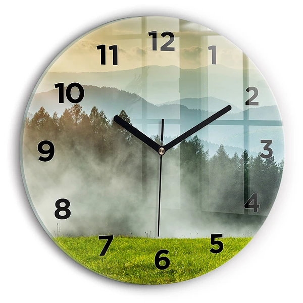 Wanduhr glas rund Berglandschaft