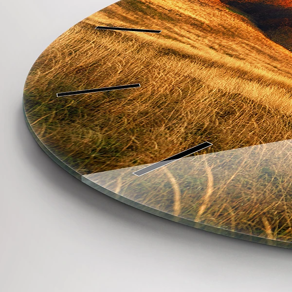 Wanduhr glas rund Berglandschaft im Herbst