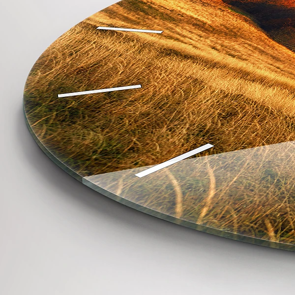 Wanduhr glas rund Berglandschaft im Herbst