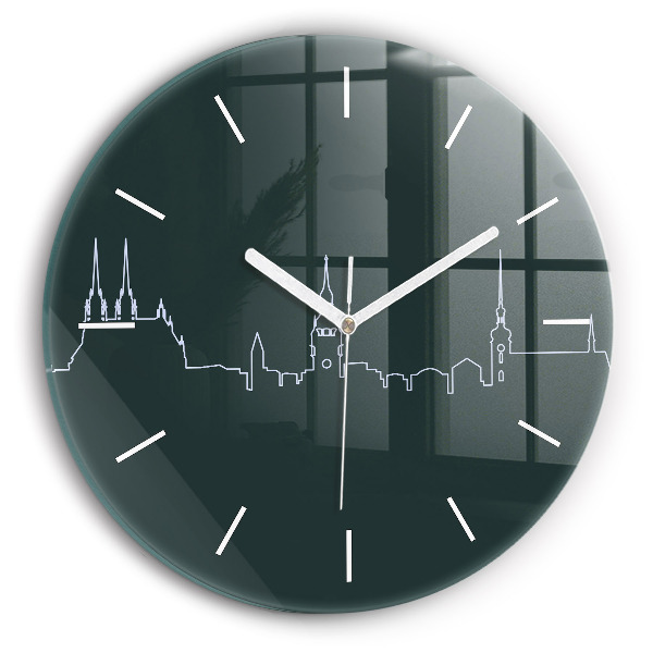 Wanduhr rund mit motiv Line-art der Stadt Brünn