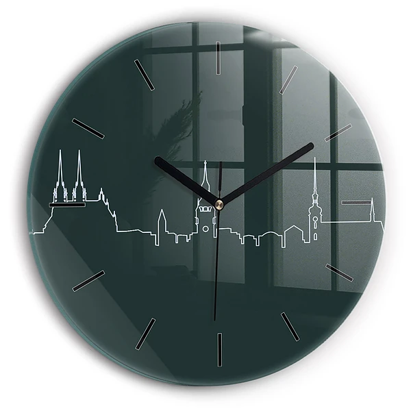 Wanduhr rund mit motiv Line-art der Stadt Brünn