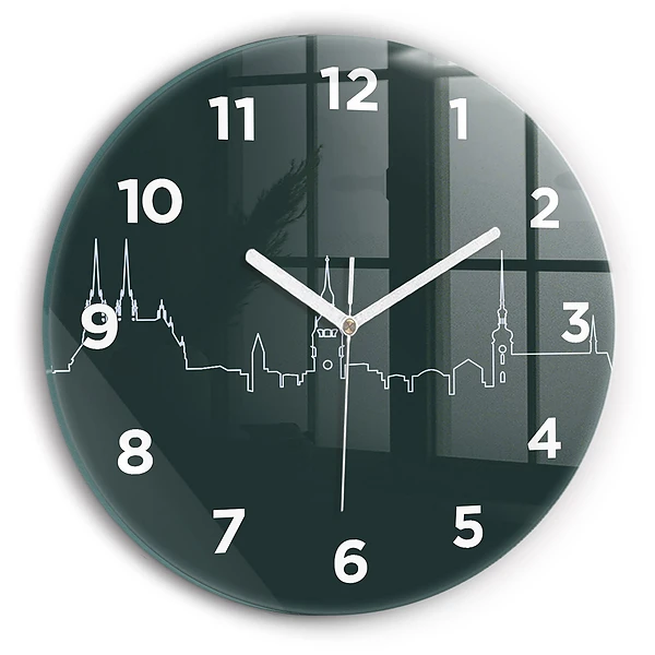 Wanduhr rund mit motiv Line-art der Stadt Brünn