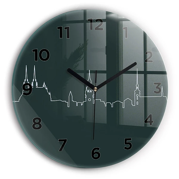 Wanduhr rund mit motiv Line-art der Stadt Brünn