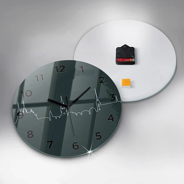 Wanduhr rund mit motiv Line-art der Stadt Brünn