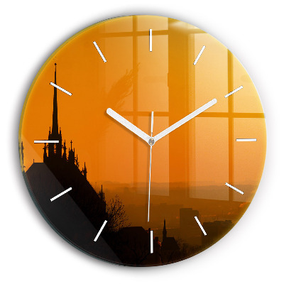 Wanduhr glas rund Blick auf den Brünner Dom