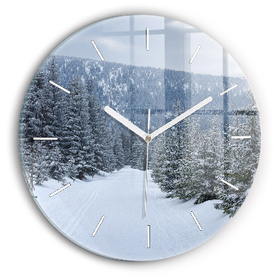 Wanduhr rund Tschechisches Riesengebirge im Winter