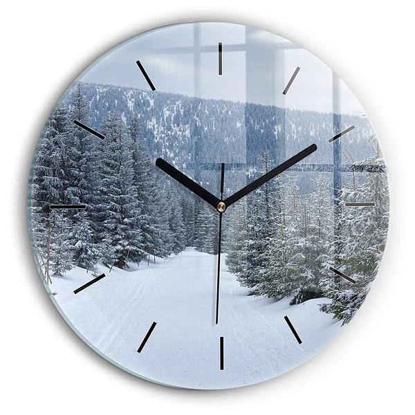 Wanduhr rund Tschechisches Riesengebirge im Winter