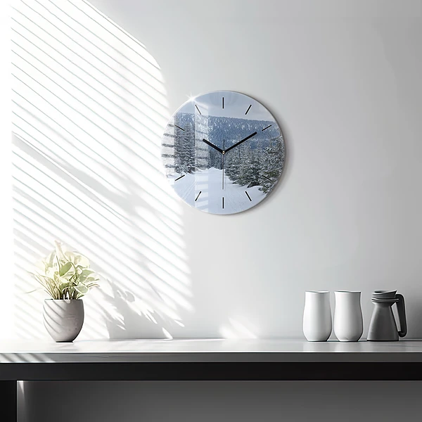 Wanduhr rund Tschechisches Riesengebirge im Winter