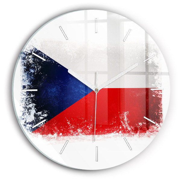 Wanduhr glas rund Flagge der Tschechischen Republik