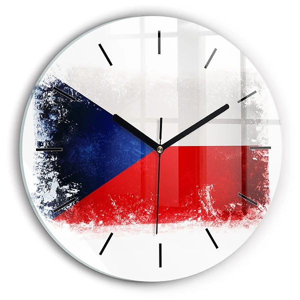 Wanduhr glas rund Flagge der Tschechischen Republik