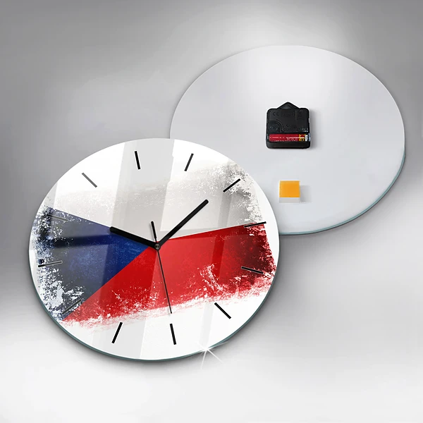 Wanduhr glas rund Flagge der Tschechischen Republik