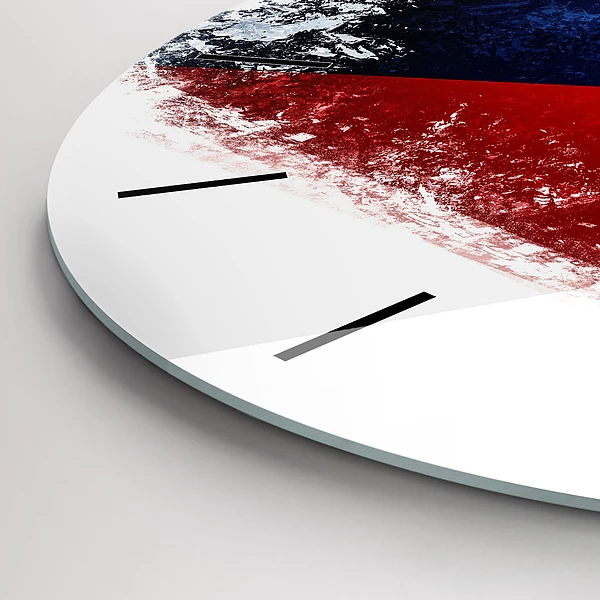 Wanduhr glas rund Flagge der Tschechischen Republik