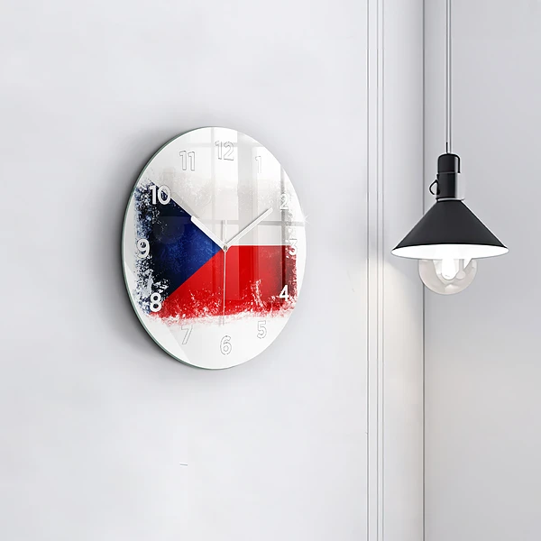 Wanduhr glas rund Flagge der Tschechischen Republik