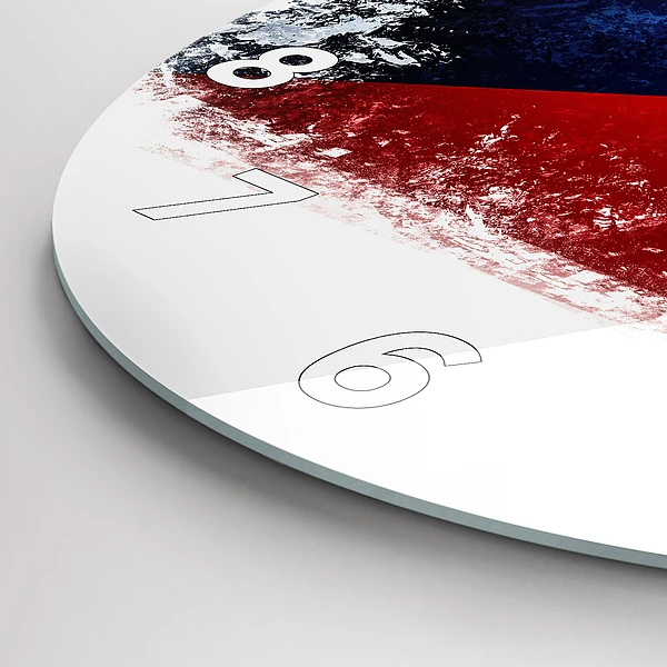 Wanduhr glas rund Flagge der Tschechischen Republik