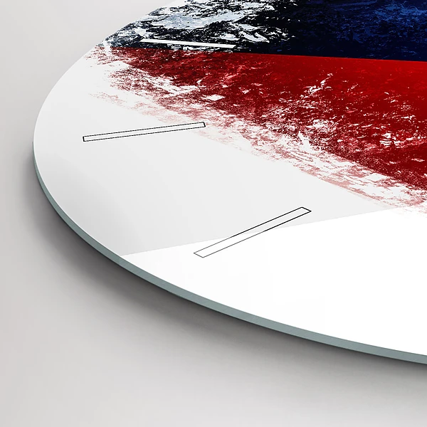 Wanduhr glas rund Flagge der Tschechischen Republik