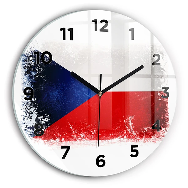 Wanduhr glas rund Flagge der Tschechischen Republik