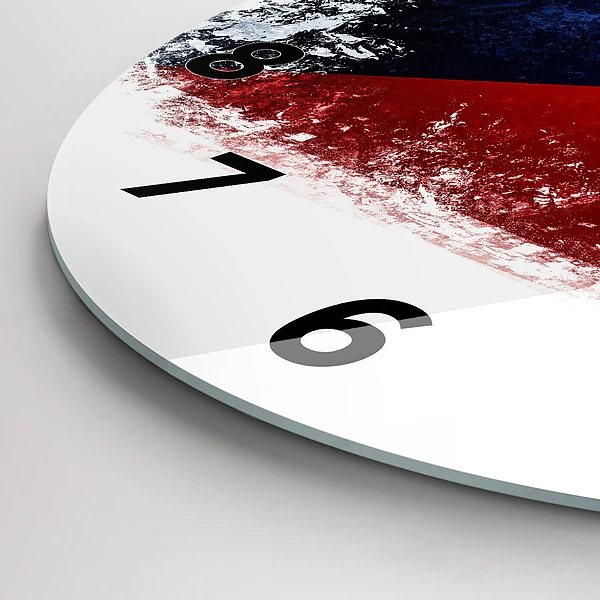 Wanduhr glas rund Flagge der Tschechischen Republik