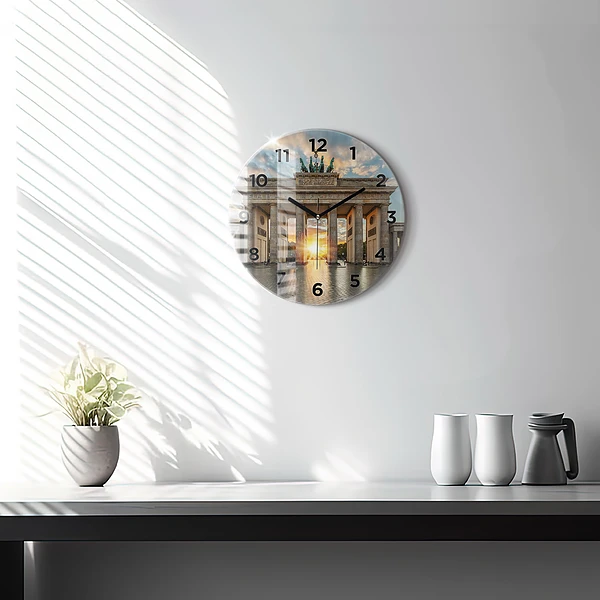 Wanduhr rund mit motiv Brandenburger Tor in Berlin