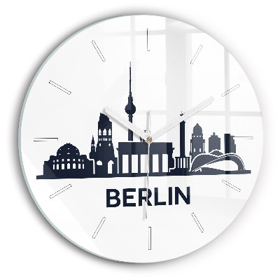 Wanduhr glas rund Illustration der Stadt Berlin