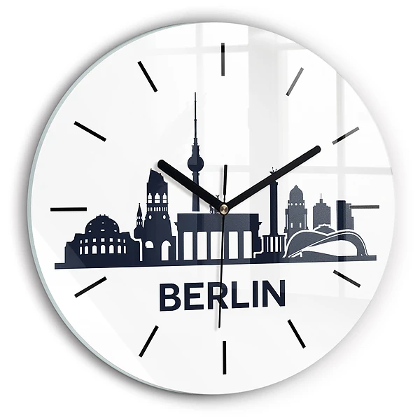 Wanduhr glas rund Illustration der Stadt Berlin