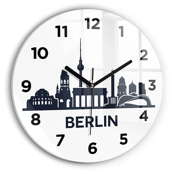 Wanduhr glas rund Illustration der Stadt Berlin