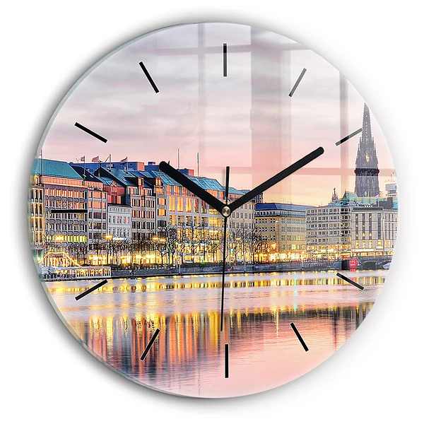 Wanduhr glas rund Alster in Hamburg