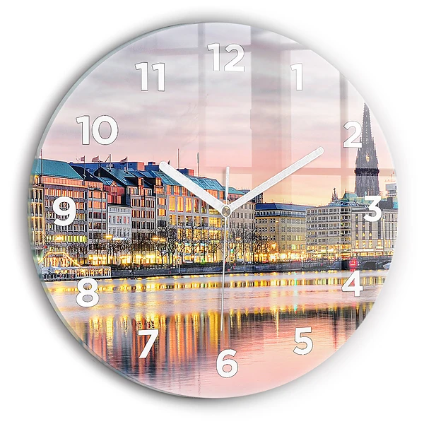 Wanduhr glas rund Alster in Hamburg