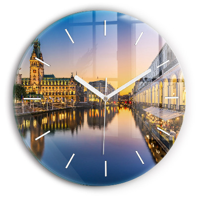 Wanduhr rund mit motiv Hamburger Rathaus