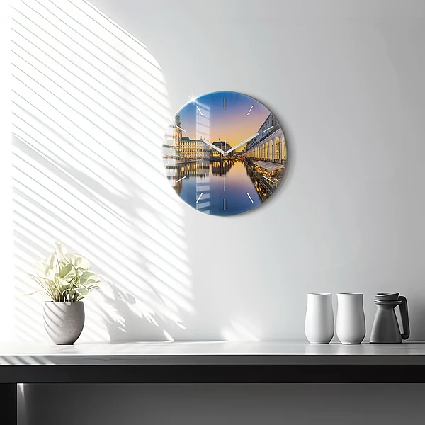 Wanduhr rund mit motiv Hamburger Rathaus