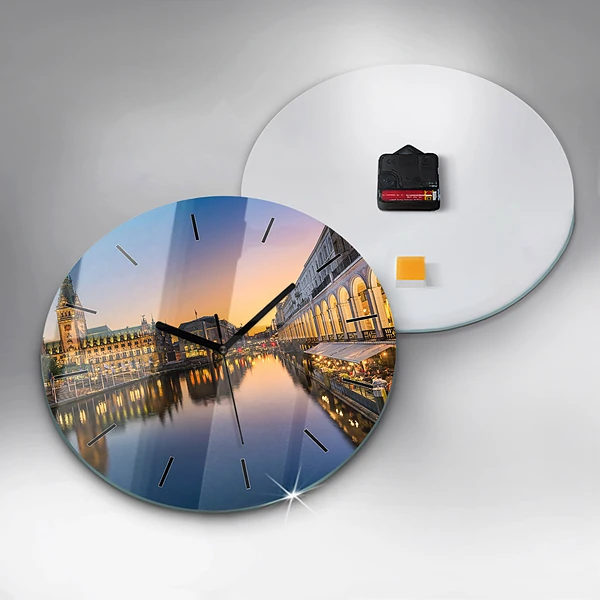 Wanduhr rund mit motiv Hamburger Rathaus