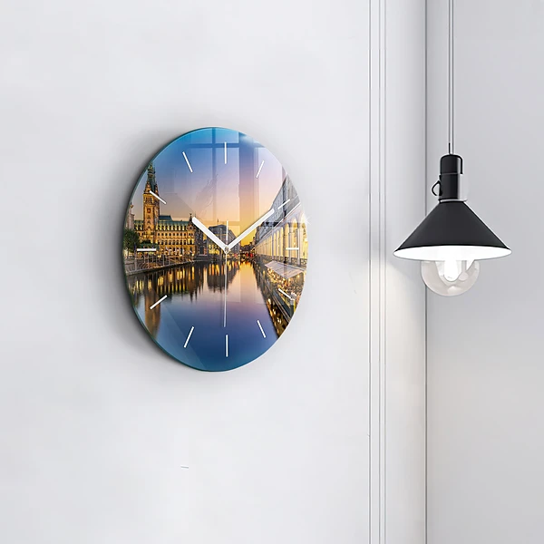 Wanduhr rund mit motiv Hamburger Rathaus