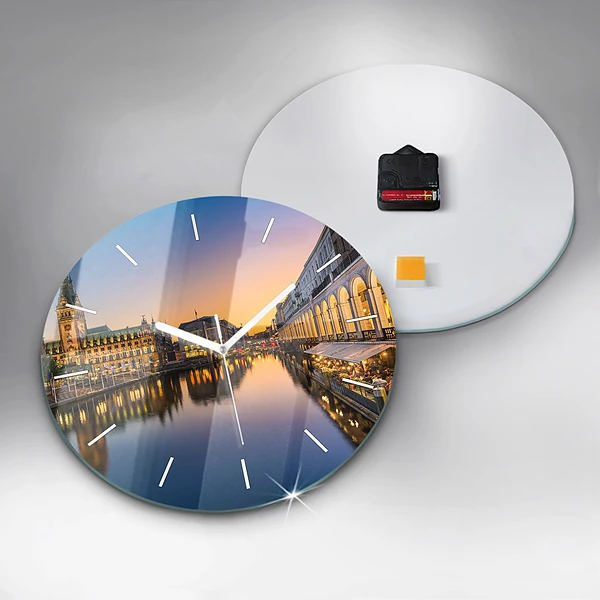 Wanduhr rund mit motiv Hamburger Rathaus