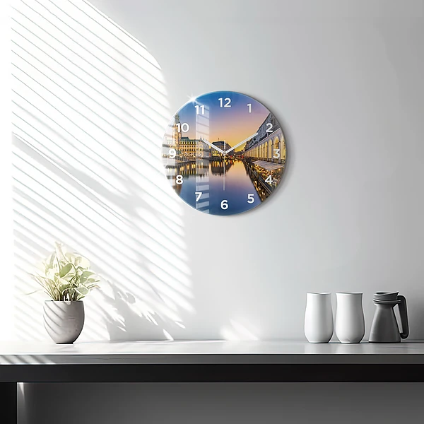 Wanduhr rund mit motiv Hamburger Rathaus