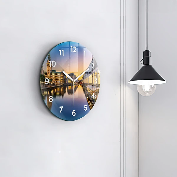 Wanduhr rund mit motiv Hamburger Rathaus
