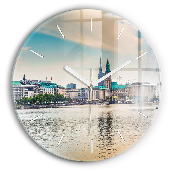 Wanduhr rund mit motiv Binnenalster in Hamburg