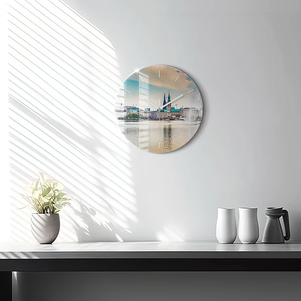 Wanduhr rund mit motiv Binnenalster in Hamburg