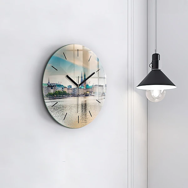 Wanduhr rund mit motiv Binnenalster in Hamburg