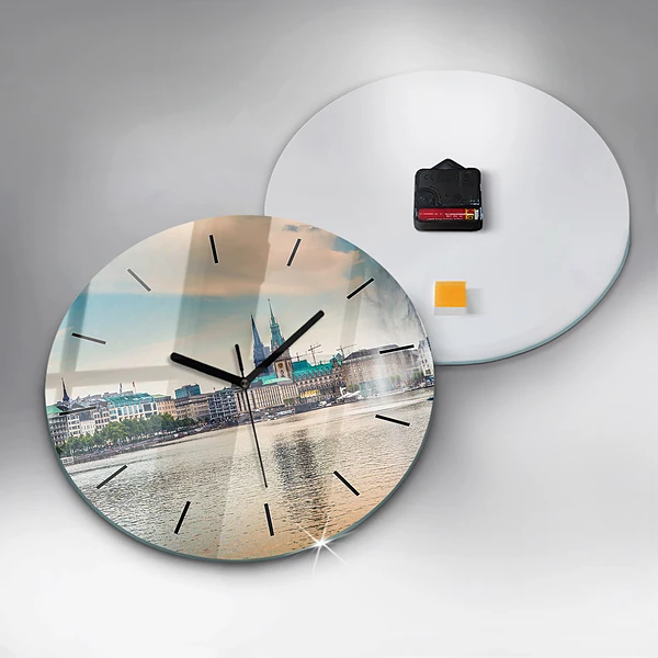 Wanduhr rund mit motiv Binnenalster in Hamburg