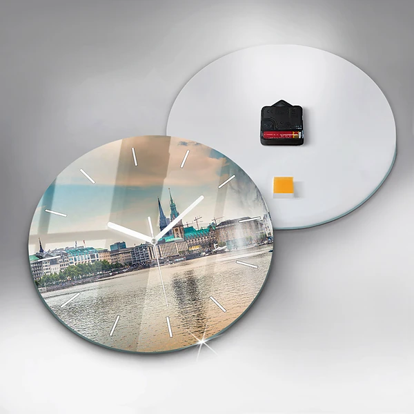 Wanduhr rund mit motiv Binnenalster in Hamburg