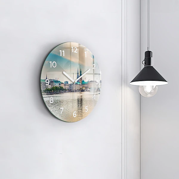Wanduhr rund mit motiv Binnenalster in Hamburg