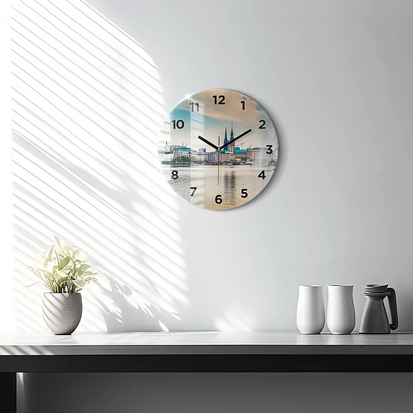 Wanduhr rund mit motiv Binnenalster in Hamburg