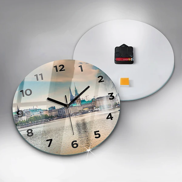Wanduhr rund mit motiv Binnenalster in Hamburg